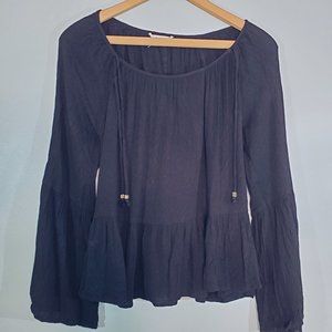 Altar'd State Black Bell Sleeve Boho Blouse S